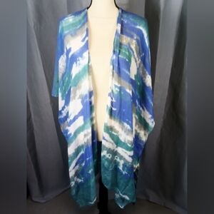 Avenue swim suit cover up, blue, green, and white pattern, one size